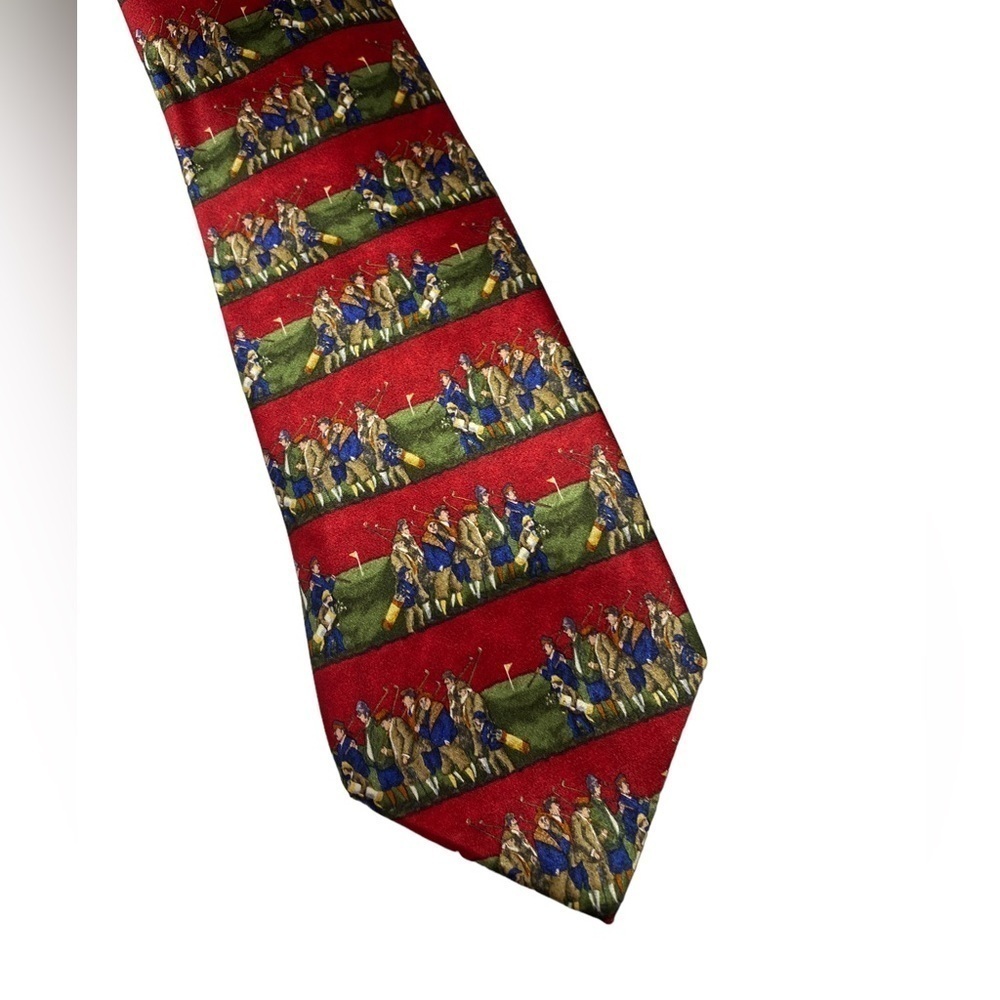 Guy Buffet Old Fashioned Golfers 100% Silk Tie mens necktie